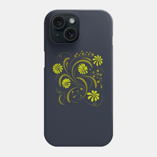 Folk flowers floral art print Flowers abstract art Phone Case by Eskimos