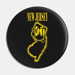 New Jersey Grunge Smiling Face Black Background Pin