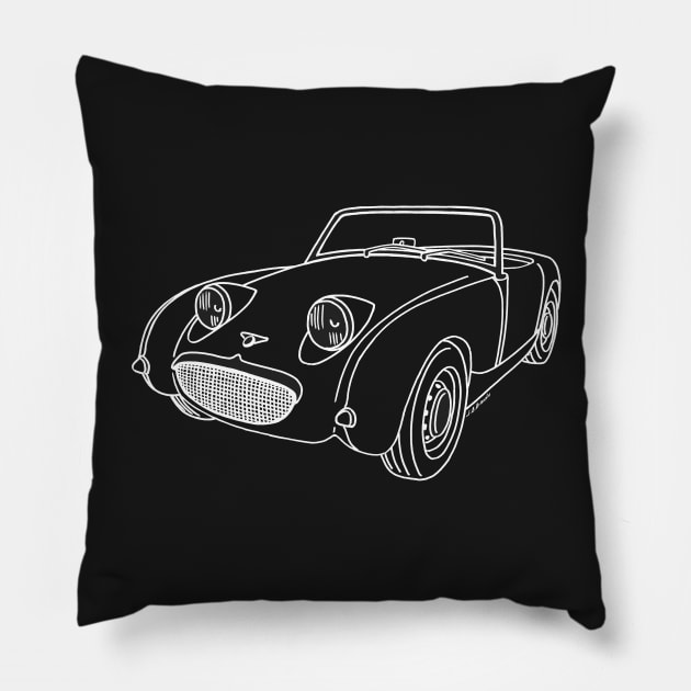 Classic Frogeye drawing in white, for medium and dark color Tees Pillow by jaagdesign