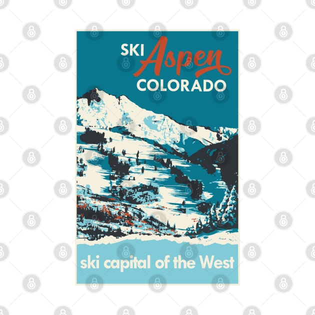 Ski Aspen Vintage Poster by ROEDERcraft