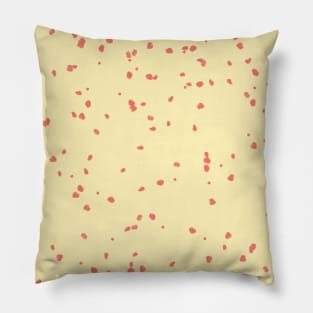 Dotted Living Coral on Pale Yellow Pillow