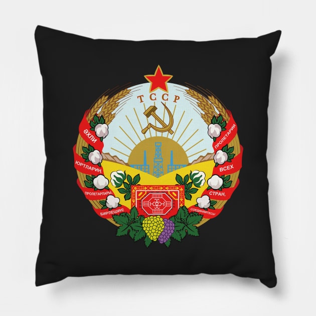 Emblem of the Turkmen Soviet Socialist Republic Pillow by Flags of the World