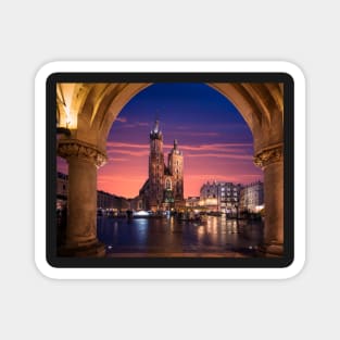 St Mary's Basilica in Krakow, Poland at sunset Magnet