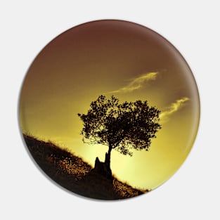 Mountain Tree Silhouette. Pin