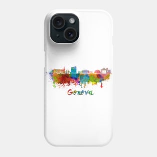 Geneva skyline in watercolor Phone Case