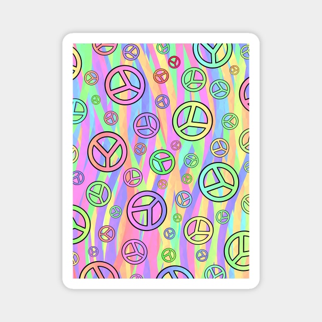 COLORFUL Retro Trippy Peace Sign Magnet by SartorisArt1