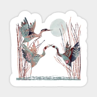 Abstract Herons lifting off Magnet