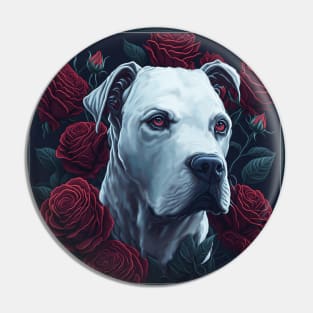 Dogo argentinian red roses 2 Pin