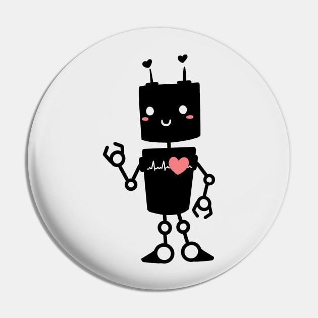 Lovebot black Pin by Artbysusant 
