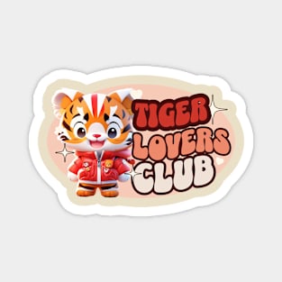 Cute Tiger personified with red jacket Kids Magnet