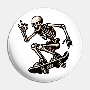 Cool Skeleton Skateboard Pin