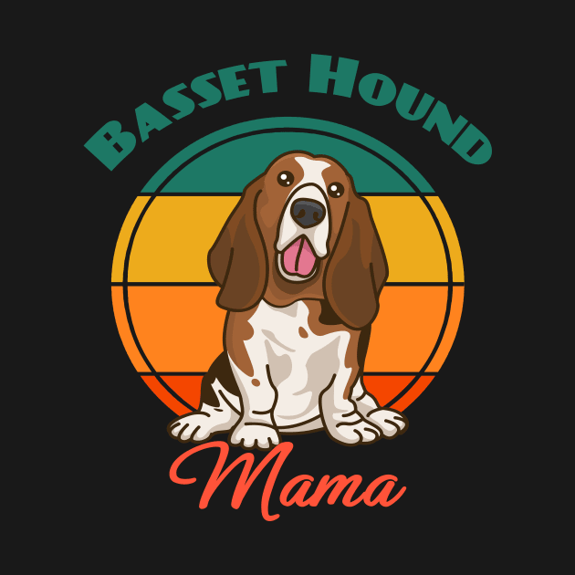 Basset Hound Mom Mama Dog puppy Lover Cute Sunser Retro by Meteor77