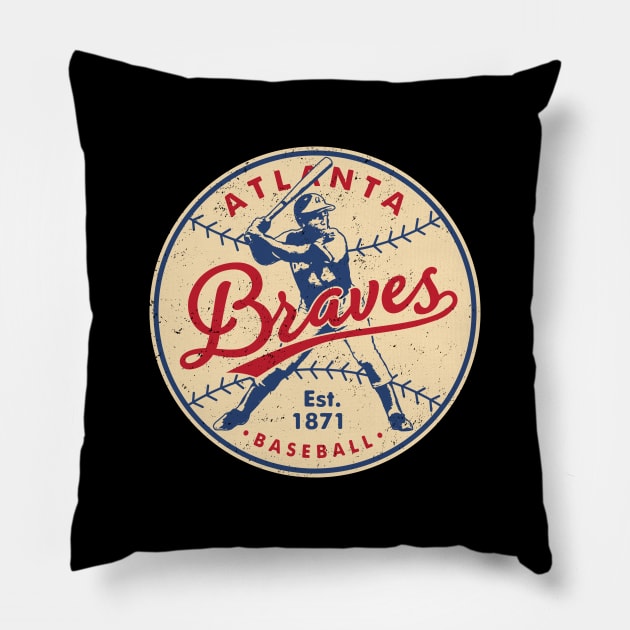 Vintage Atlanta Braves 1 by Buck Tee Pillow by Buck Tee