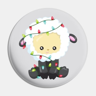 Christmas Sheep, Christmas Lights, Cute Sheep Pin