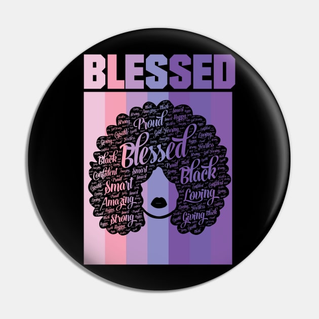 Blessed Words in Afro Christian Religious Pin by blackartmattersshop