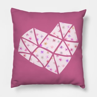 Valentine's romance: Heart with stars in pinks and purples Pillow