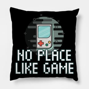 No Place Like Game - Gaming Gamer 8-Bit Classic - Retro Style Pixel - Video Game Lover - Graphic Pillow