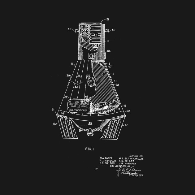 Space Capsule Vintage Patent Drawing Funny Novelty by TheYoungDesigns