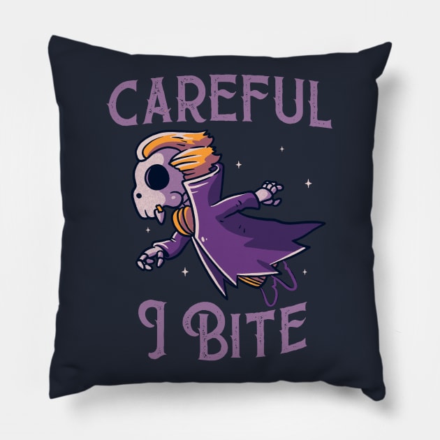 Careful I Bite Funny Cute Spooky Pillow by eduely