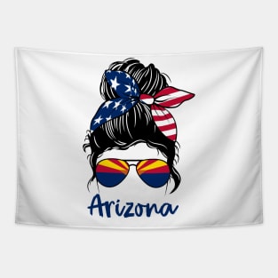 Arizona girl Messy bun , American Girl , Arizona Flag Tapestry