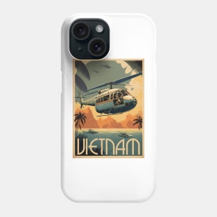 Vietnam Helicopter Vintage Travel Art Poster Phone Case