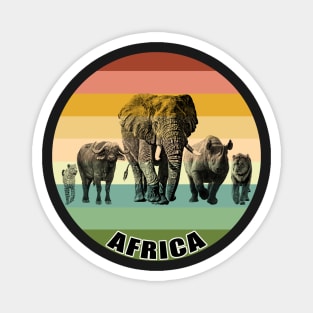 Africa's Big Five on Vintage Retro Africa Sunset Magnet