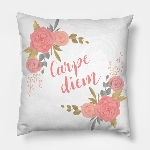 Carpe Diem Pillow by valentinahramov