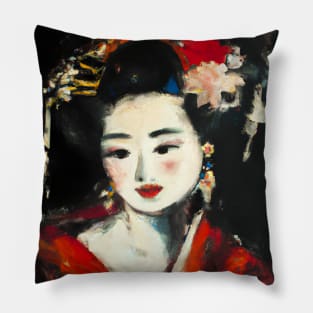 Expressionist Geisha Art Painting Pillow