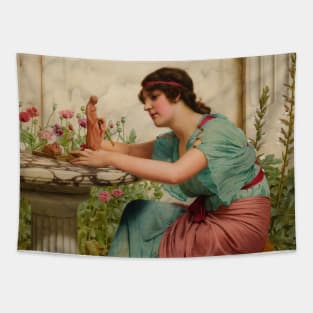 A Dilettante by John William Godward Tapestry