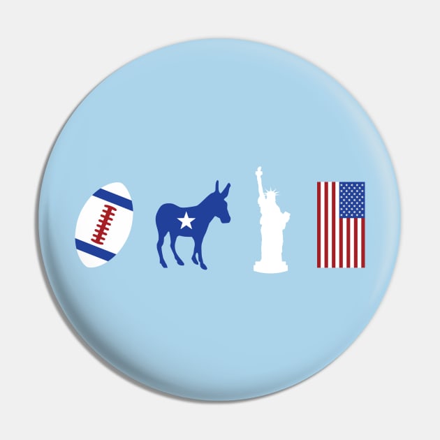 Life Liberty Football American Democrat Pin by machmigo