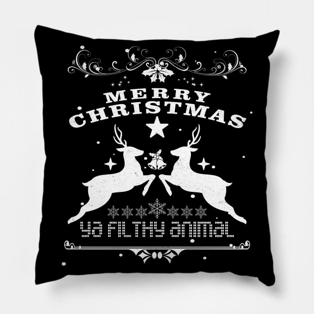 Merry Christmas Ya Filthy Animal Pillow by MZeeDesigns