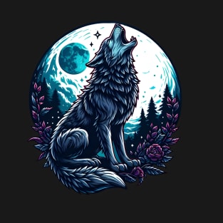 Wolf Howling at the Moon T-Shirt