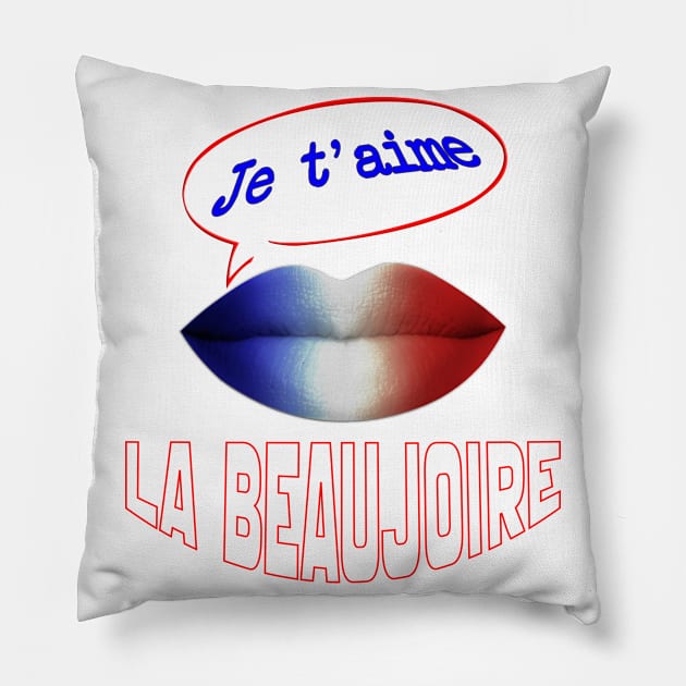 FRENCH KISS JE T'AIME LA BEAUJOIRE Pillow by ShamSahid