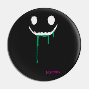 Delicious green goo scary face long shirt Pin