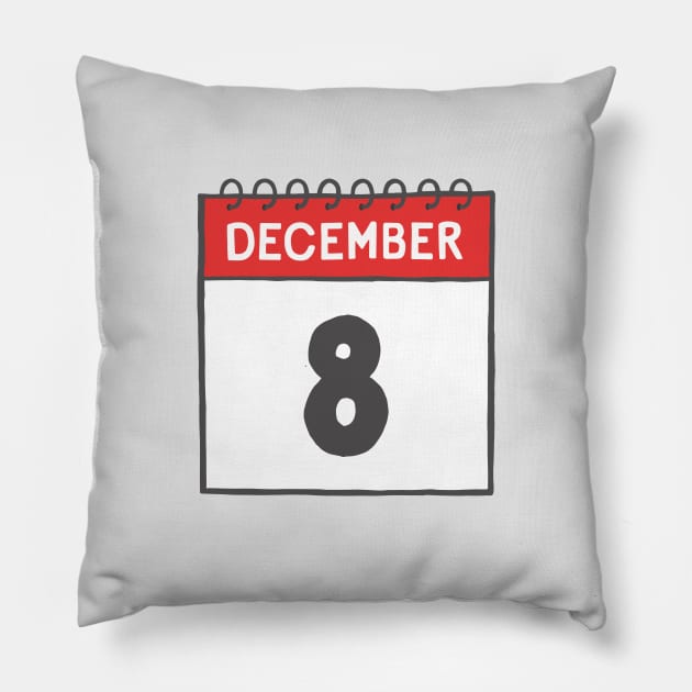 December 8th Daily Calendar Page Illustration Pillow by jenellemcarter