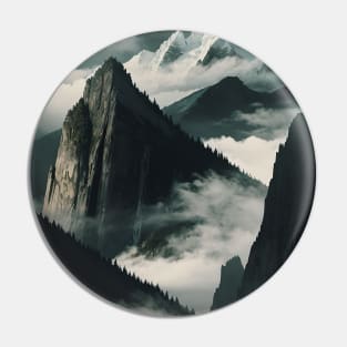 Misty Mountaintops with Clouds Pin