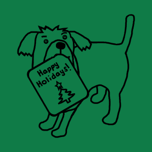 Cute Dog says Happy Holidays Christmas Minimal T-Shirt