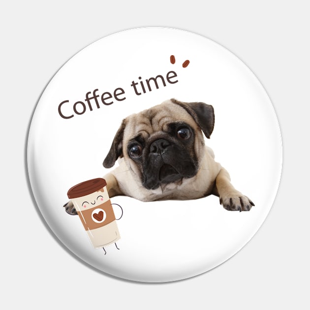 Pug loves his coffee Pin by SeriousMustache