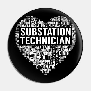 Substation Technician Heart Pin