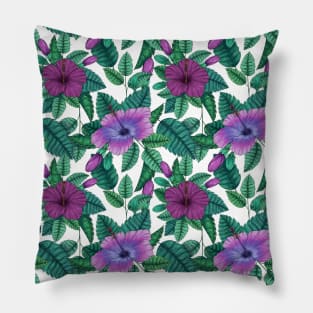 Colorful tropical hibiscus flowers pattern Pillow