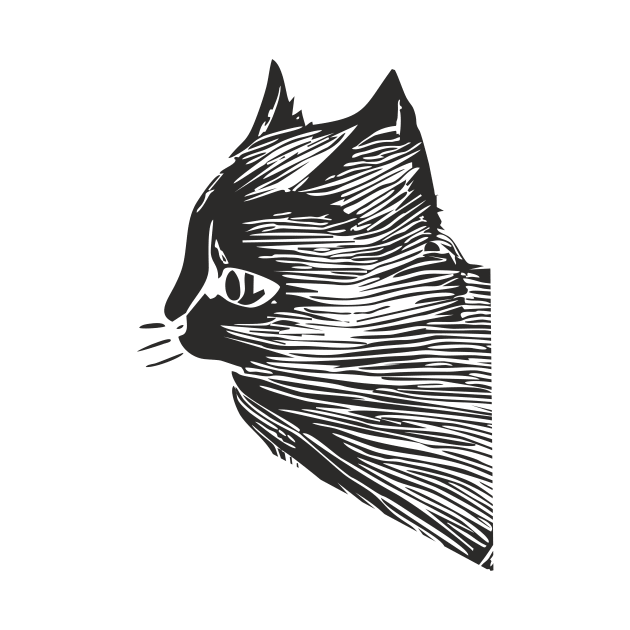 Cat sketch black print by aceofspace