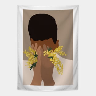 Black lives matter man with flowers Tapestry