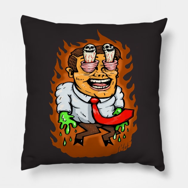 Sticky Handed Devil Pillow by kirkiscool