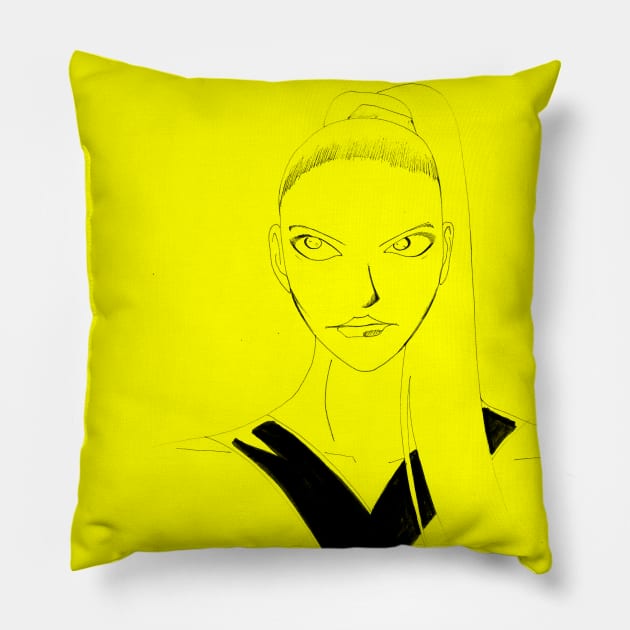 bright anya taylor joy sketch Pillow by jorge_lebeau