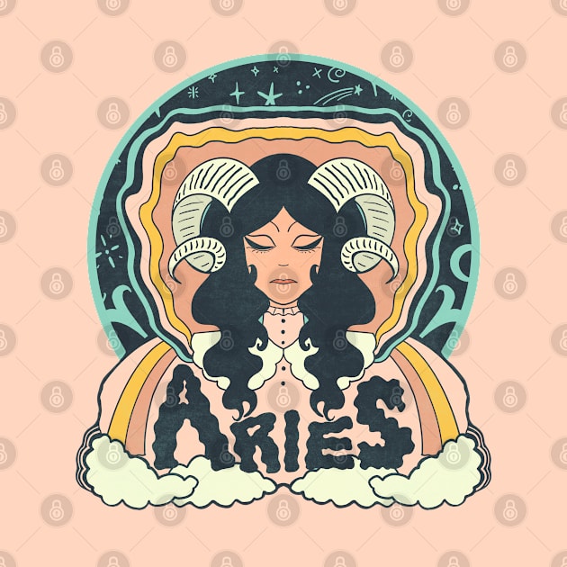 Retro Aries Illustration by haleyum