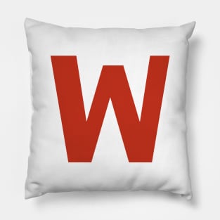 Letter w in Red Text Minimal Typography Pillow