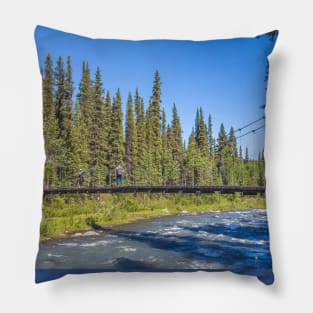 USA. Alaska. Denali National Park. Landscape with Bridge. Pillow