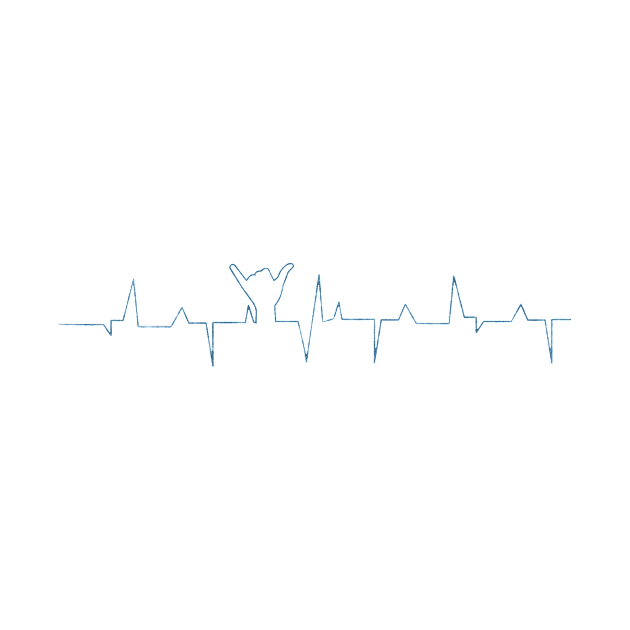 Shaka Surfer Heartbeat Blue by Coumenole Design