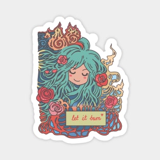 Let It Burn Romantic Anime Girl Pastel Colours Magnet