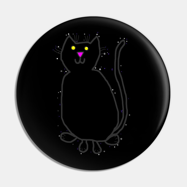 Black Cat With A Halo Of Stars Cat Pin Teepublic Au